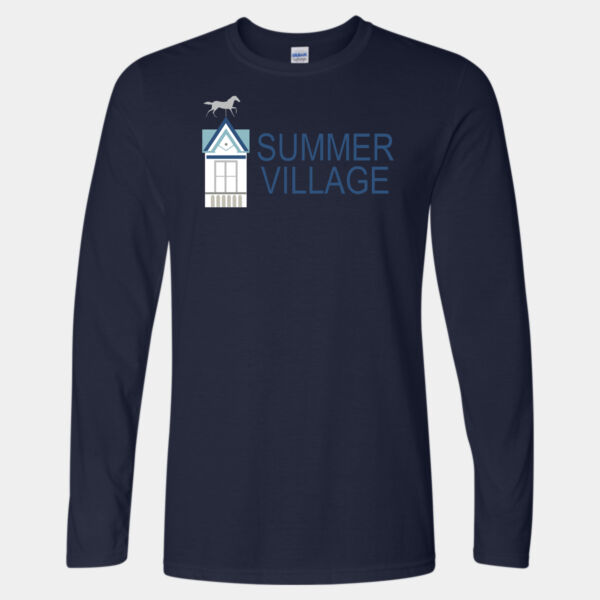   - Softstyle® Long Sleeve T-Shirt with White Boat on back Thumbnail