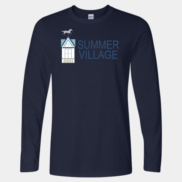  - Softstyle® Long Sleeve T-Shirt with Wave in White on back Thumbnail