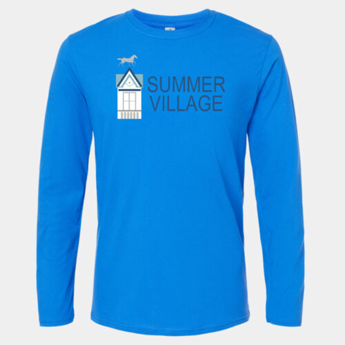  - Softstyle® Long Sleeve T-Shirt with Wave in Blue Fade on back Thumbnail