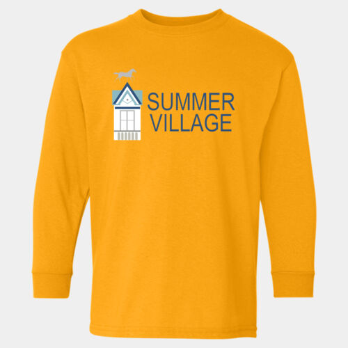   - Heavy Cotton™ Youth Long Sleeve T-Shirt with Sun design in White on back Thumbnail