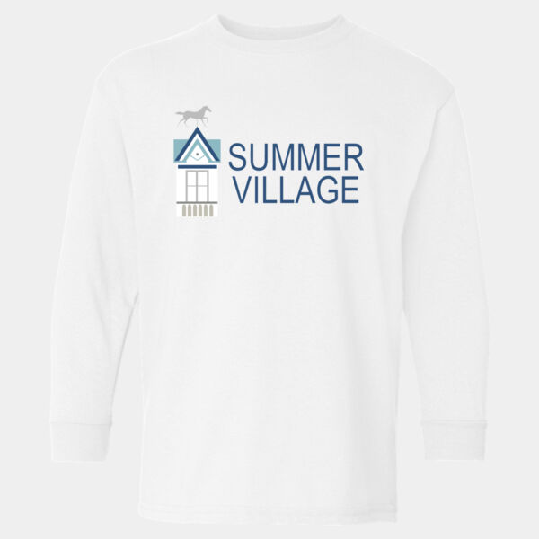   - Heavy Cotton™ Youth Long Sleeve T-Shirt with Sun Design in Full Color on Back Thumbnail